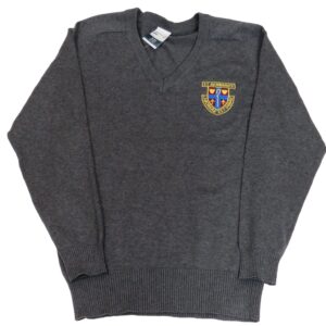 St Bernards  V neck Jumper Grey yrs 7,8,9