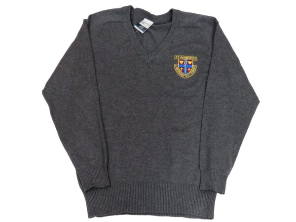 St Bernards  V neck Jumper Grey yrs 7,8,9