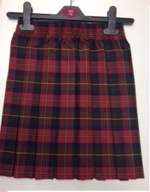 Maroon Tartan Box Pleat