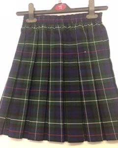 Navy Green Tartan Box Pleat Skirt