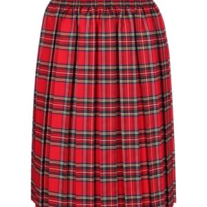 Red Tartan Box Pleat Skirt