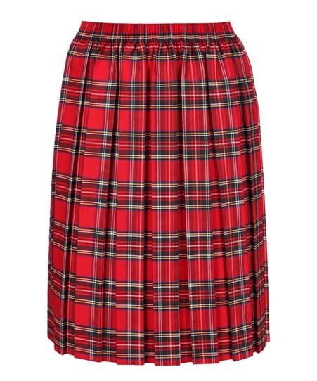 Red Tartan Box Pleat Skirt Identity